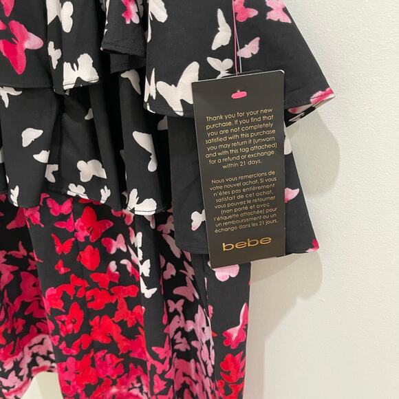 NWT Bebe Butterfly Peplum Sleeveless Dress Size xs - Picture 6 of 6